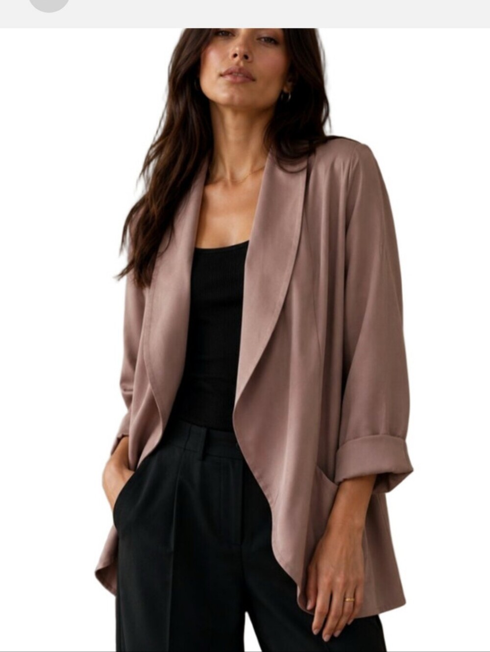 Aritzia Wilfred Chevalier Jacket Relaxed Open-Front Blazer Mauve Womens Size 6